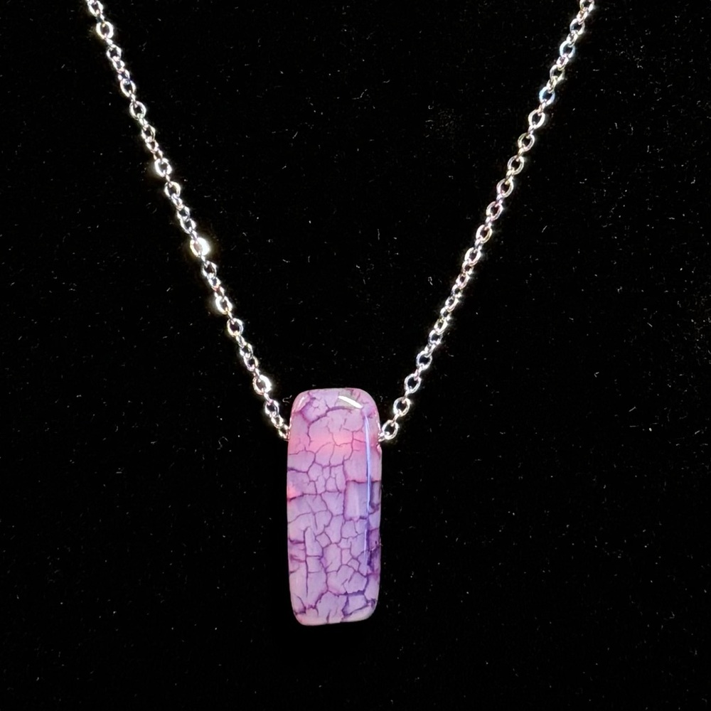 Purple Dragon Vein Agate Pendant Necklace Natural Healing Crystal Gemstone